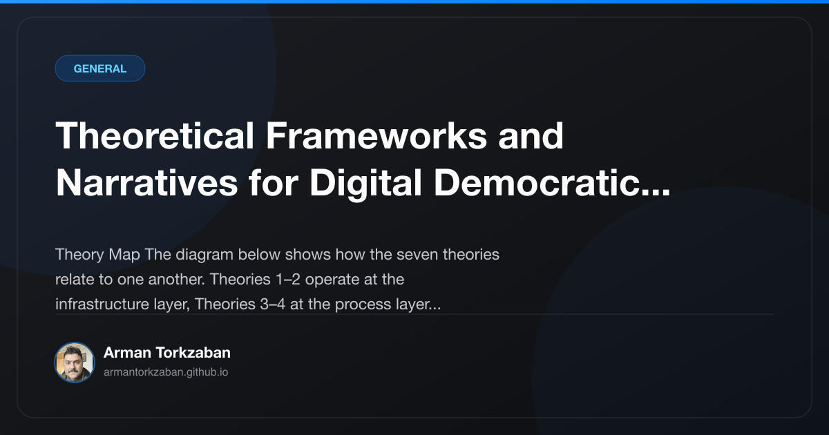 Theoretical Frameworks and Narratives for Digital Democratic Infrastructure
